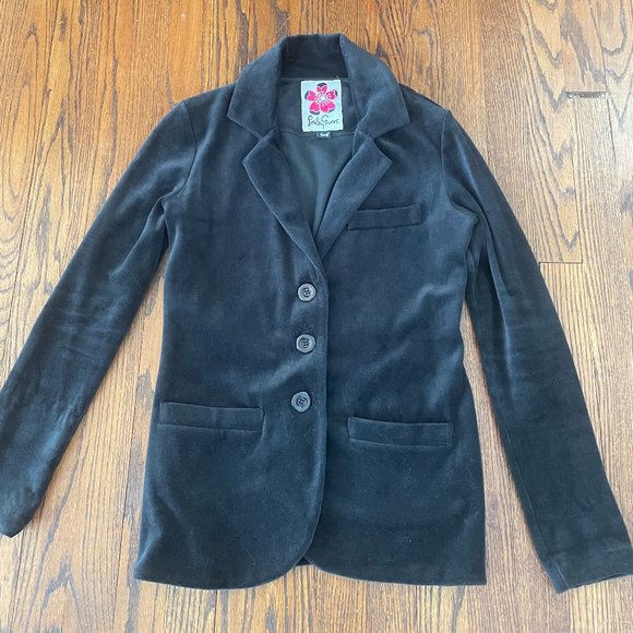 Leslie Evers Black Velvet Blazer, size Small - Picture 1 of 2